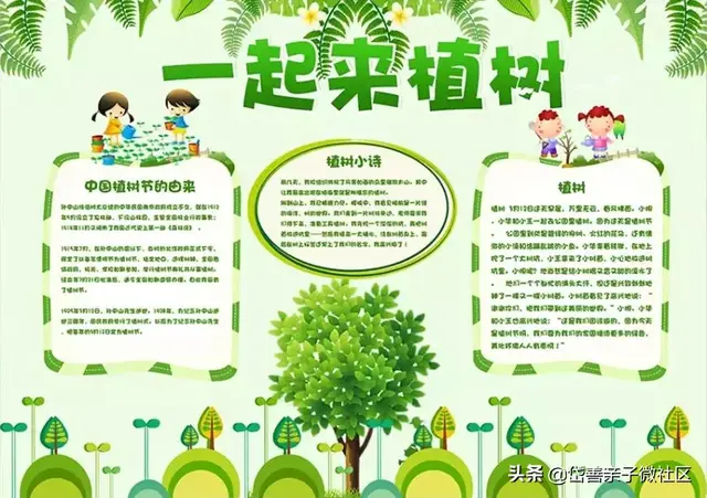 作文素材：春天到了，关于植树节的手抄报及范文，孩子一定用得到