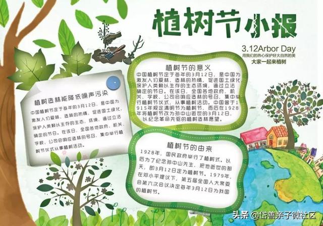 作文素材：春天到了，关于植树节的手抄报及范文，孩子一定用得到