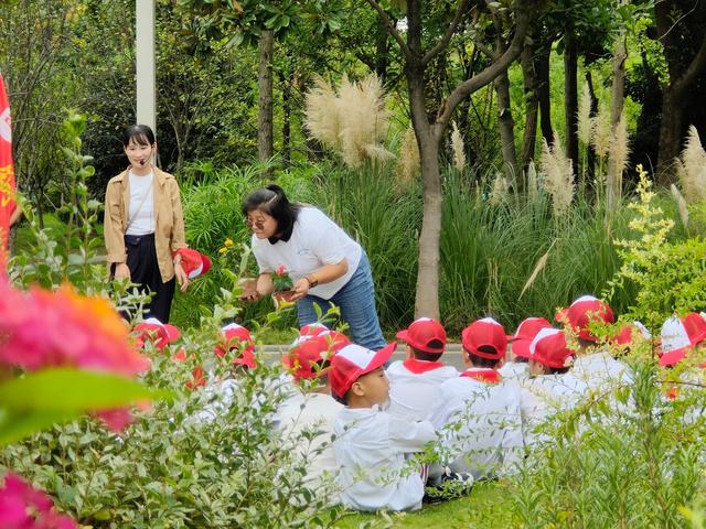 小学生走进公园，亲手种植近百盆植物