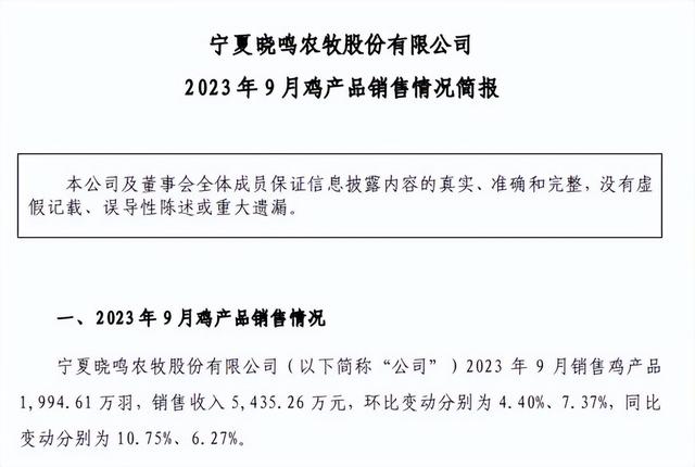 温氏、立华等8家上市家禽企业2023年9月销售情况对比