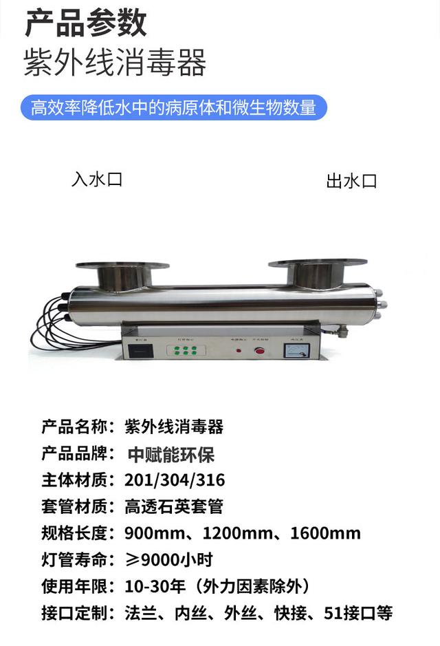 吉林水产养殖原水杀菌RZ-UV2-LS40紫外线消毒器水处理设备