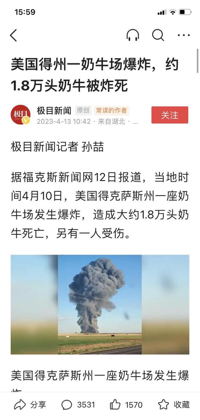 18000头牛被炸死！美国德克萨斯养牛场：到底什么玩意儿爆炸了？