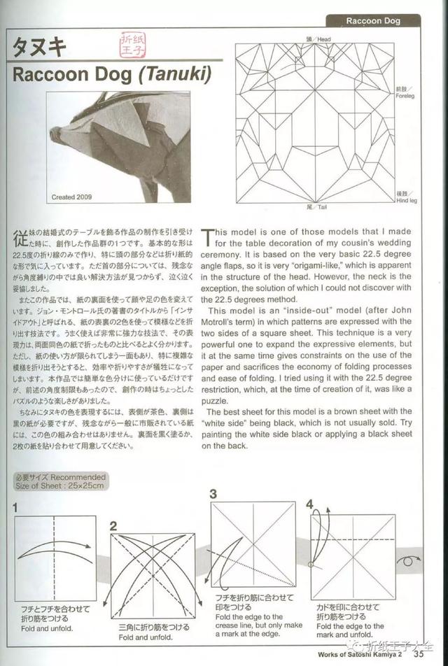 神谷哲史的浣熊狗折纸图解，狸、貉、タヌキ、raccoon dog，100多步