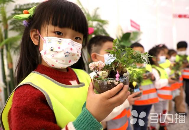 小朋友制作“微景观绿植”迎接植树节