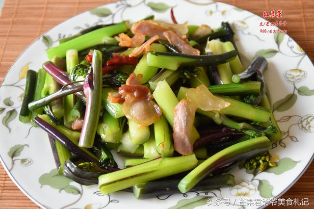 芒果君爷爷：红菜苔炒腊肉，品味湖北从这道中国名菜开始