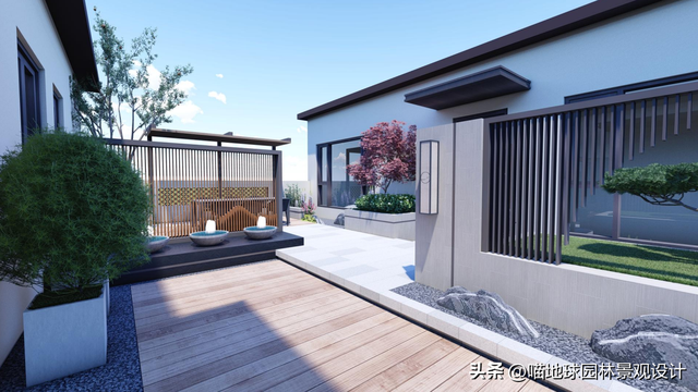 新中式风格的屋顶花园，这样做简单实用且美观