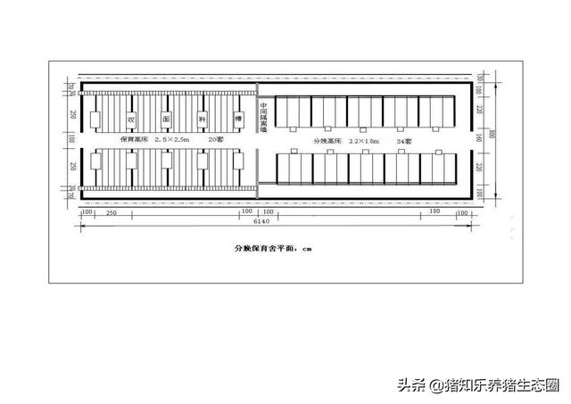 猪舍、猪场的平面图；刨面图及100头母猪的栏位计算参考