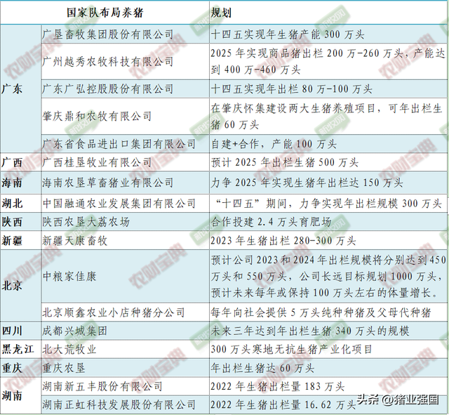 一文读懂猪业国家队！17家国企养猪规划产能超3700万头！