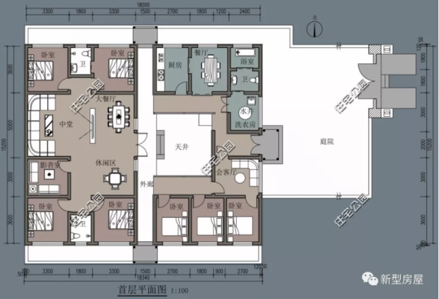 农村建房还是要有个小院，能养鸡鸭能种菜，5套户型设计图送给你