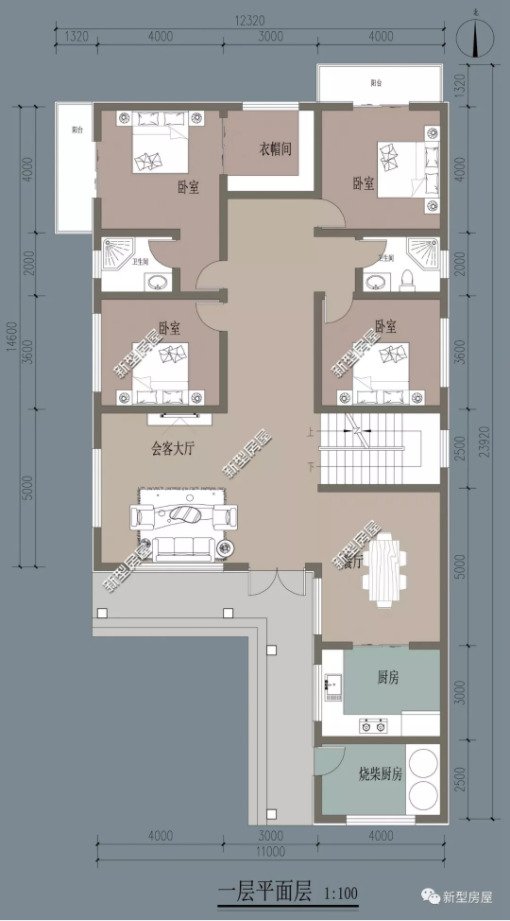 农村建房还是要有个小院，能养鸡鸭能种菜，5套户型设计图送给你