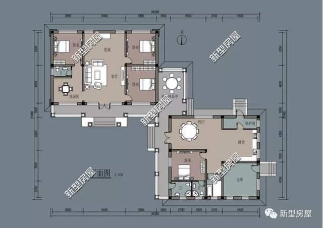 农村建房还是要有个小院，能养鸡鸭能种菜，5套户型设计图送给你