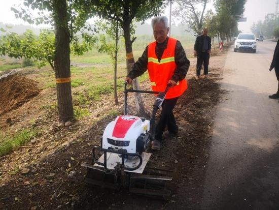 宝丰县交通运输局利用花草加固路肩美化公路