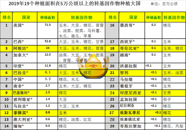 官方公布美国转基因作物种植面积全球第一，中国第几？