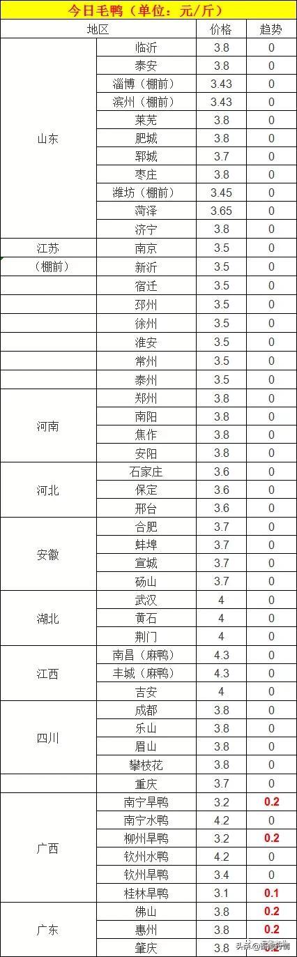 明日1月21日全国鸡鸭报价，全国鸡蛋鸭蛋报价