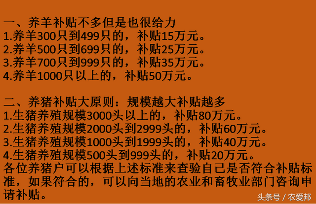 农村养殖政策补贴，你能拿多少？能申报的尽快申报？