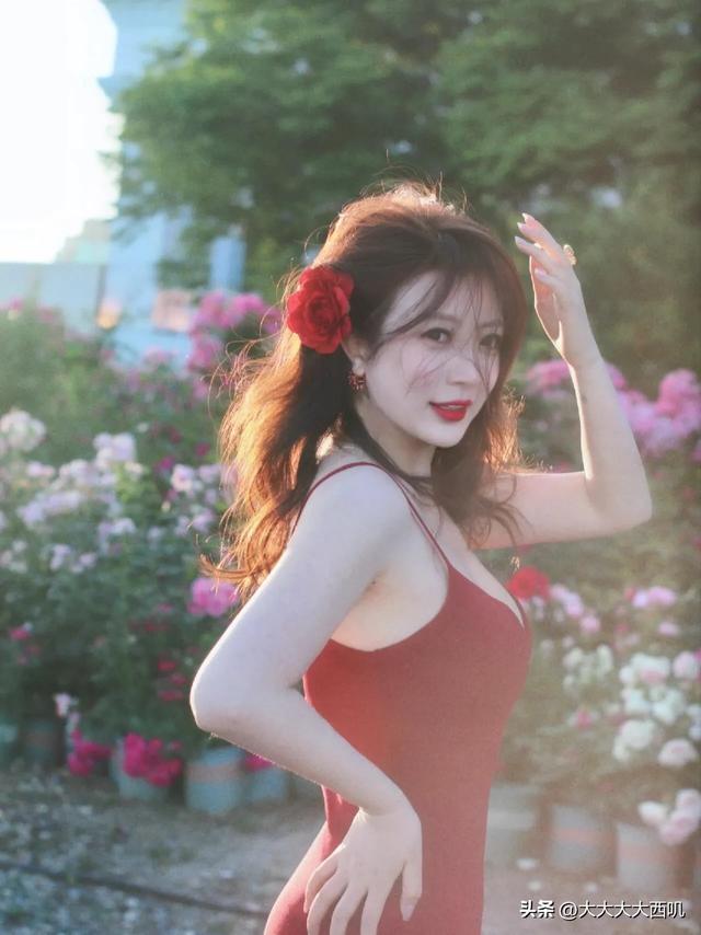 烈焰玫瑰：绝色美女花丛中摄影写真（11）