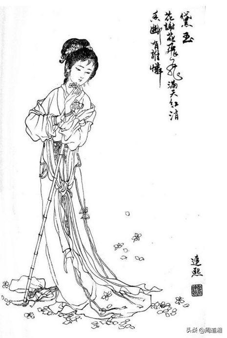 「黑白线稿」古风美人白描线稿素材（附人物五官画法）