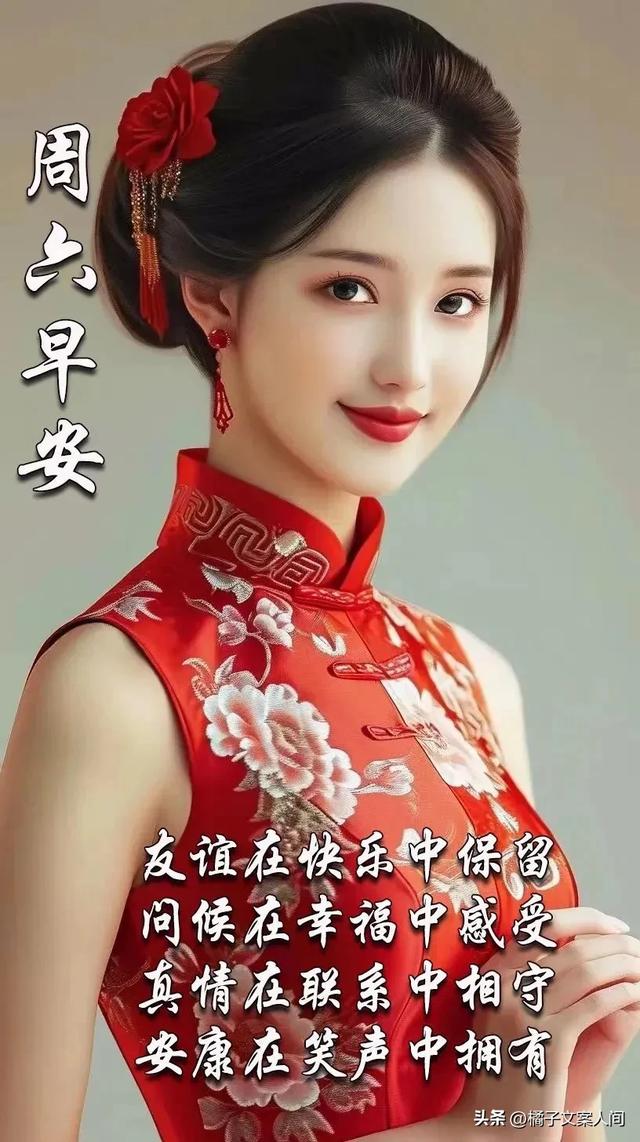 周六早上好，精选早安温馨祝福动态美女图片带字，群发问候祝福语