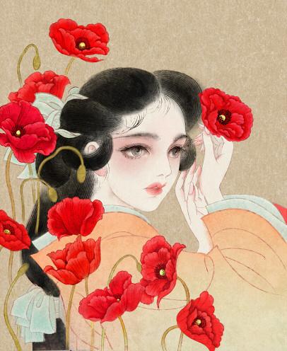 古风美人插画~各个沉鱼落雁、闭月羞花，如出水芙蓉般，绰约多姿