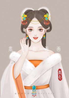 古风头纱美女(画师将十二生肖画成，“龙”是冰山美人，而“马”最独特)