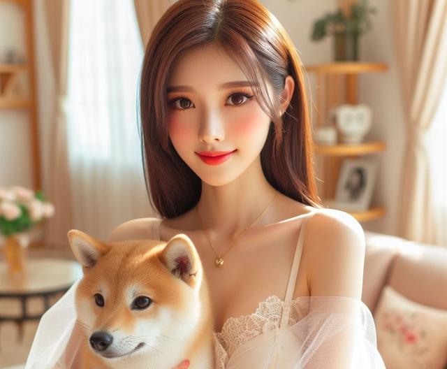 AI美女养小猪猪宠物，美图系列（20）