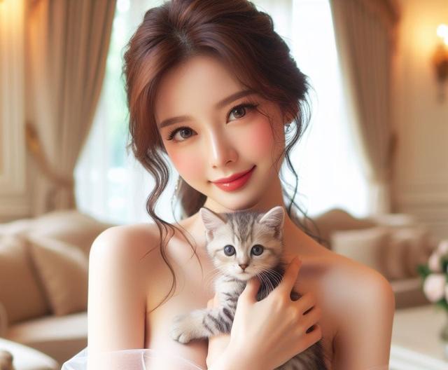 AI美女养小猪猪宠物，美图系列（20）